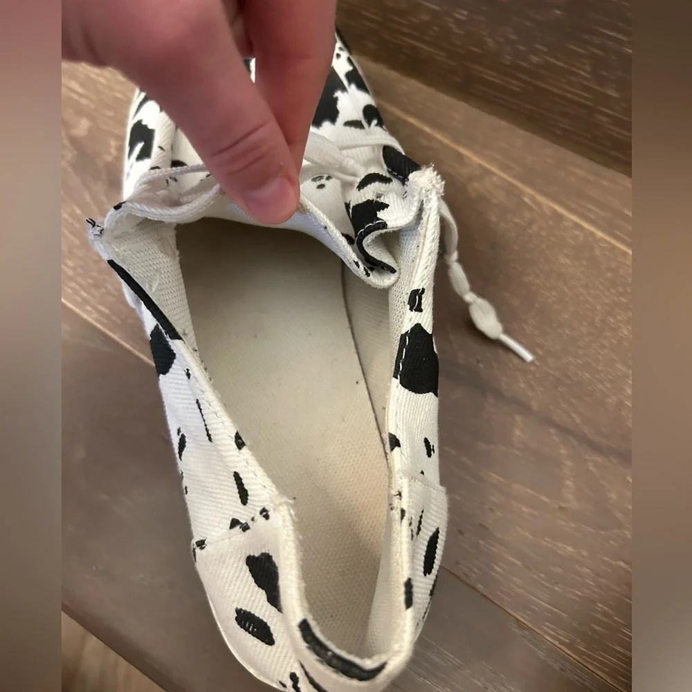 Cow print black and white kids shoes
